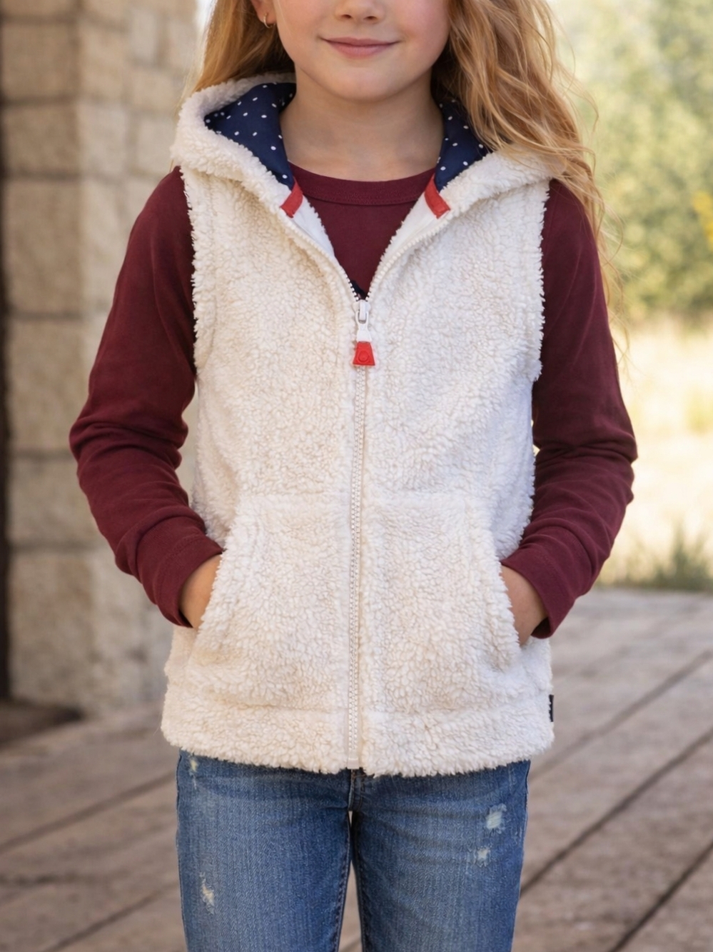 NAUTICA Girls ivory Sherpa hooded vest sz 4T 3/$50 EUC